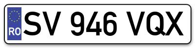 Placuta inmatriculare numar auto  SV-946-VQX, SV 946 VQX, SV946VQX