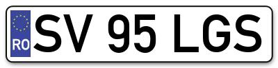 Placuta inmatriculare numar auto  SV-95-LGS, SV 95 LGS, SV95LGS