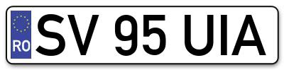 Placuta inmatriculare numar auto  SV-95-UIA, SV 95 UIA, SV95UIA