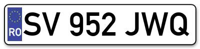 Placuta inmatriculare numar auto  SV-952-JWQ, SV 952 JWQ, SV952JWQ