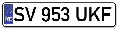 Placuta inmatriculare numar auto  SV-953-UKF, SV 953 UKF, SV953UKF