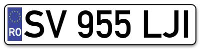 Placuta inmatriculare numar auto  SV-955-LJI, SV 955 LJI, SV955LJI