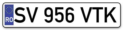 Placuta inmatriculare numar auto  SV-956-VTK, SV 956 VTK, SV956VTK