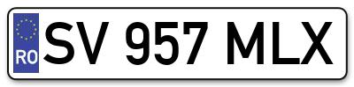 Placuta inmatriculare numar auto  SV-957-MLX, SV 957 MLX, SV957MLX