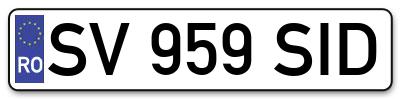 Placuta inmatriculare numar auto  SV-959-SID, SV 959 SID, SV959SID