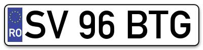 Placuta inmatriculare numar auto  SV-96-BTG, SV 96 BTG, SV96BTG