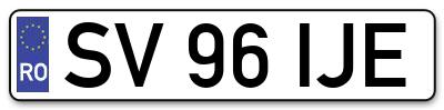 Placuta inmatriculare numar auto  SV-96-IJE, SV 96 IJE, SV96IJE
