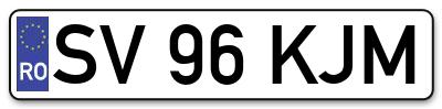 Placuta inmatriculare numar auto  SV-96-KJM, SV 96 KJM, SV96KJM