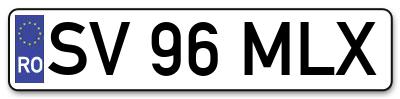 Placuta inmatriculare numar auto  SV-96-MLX, SV 96 MLX, SV96MLX