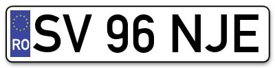 Placuta inmatriculare numar auto  SV-96-NJE, SV 96 NJE, SV96NJE