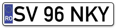 Placuta inmatriculare numar auto  SV-96-NKY, SV 96 NKY, SV96NKY