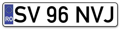 Placuta inmatriculare numar auto  SV-96-NVJ, SV 96 NVJ, SV96NVJ