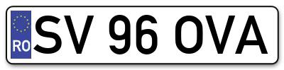 Placuta inmatriculare numar auto  SV-96-OVA, SV 96 OVA, SV96OVA