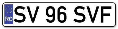 Placuta inmatriculare numar auto  SV-96-SVF, SV 96 SVF, SV96SVF