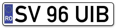 Placuta inmatriculare numar auto  SV-96-UIB, SV 96 UIB, SV96UIB