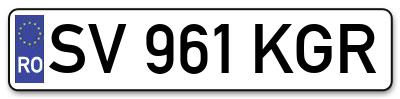 Placuta inmatriculare numar auto  SV-961-KGR, SV 961 KGR, SV961KGR