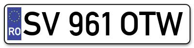 Placuta inmatriculare numar auto  SV-961-OTW, SV 961 OTW, SV961OTW