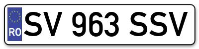 Placuta inmatriculare numar auto  SV-963-SSV, SV 963 SSV, SV963SSV