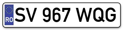 Placuta inmatriculare numar auto  SV-967-WQG, SV 967 WQG, SV967WQG
