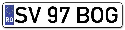 Placuta inmatriculare numar auto  SV-97-BOG, SV 97 BOG, SV97BOG