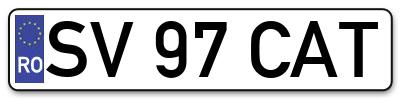 Placuta inmatriculare numar auto  SV-97-CAT, SV 97 CAT, SV97CAT