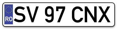 Placuta inmatriculare numar auto  SV-97-CNX, SV 97 CNX, SV97CNX