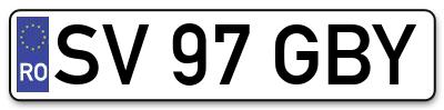 Placuta inmatriculare numar auto  SV-97-GBY, SV 97 GBY, SV97GBY