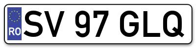 Placuta inmatriculare numar auto  SV-97-GLQ, SV 97 GLQ, SV97GLQ