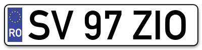 Placuta inmatriculare numar auto  SV-97-ZIO, SV 97 ZIO, SV97ZIO