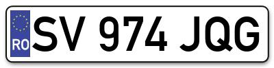 Placuta inmatriculare numar auto  SV-974-JQG, SV 974 JQG, SV974JQG