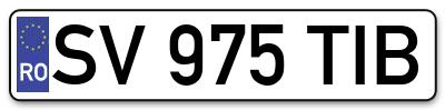 Placuta inmatriculare numar auto  SV-975-TIB, SV 975 TIB, SV975TIB