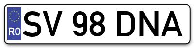 Placuta inmatriculare numar auto  SV-98-DNA, SV 98 DNA, SV98DNA