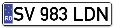 Placuta inmatriculare numar auto  SV-983-LDN, SV 983 LDN, SV983LDN