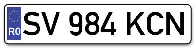 Placuta inmatriculare numar auto  SV-984-KCN, SV 984 KCN, SV984KCN