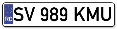 Placuta inmatriculare numar auto  SV-989-KMU, SV 989 KMU, SV989KMU