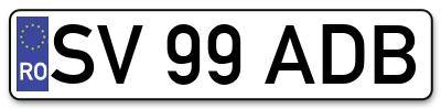 Placuta inmatriculare numar auto  SV-99-ADB, SV 99 ADB, SV99ADB