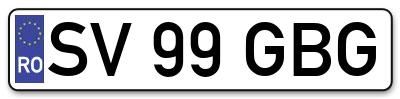 Placuta inmatriculare numar auto  SV-99-GBG, SV 99 GBG, SV99GBG