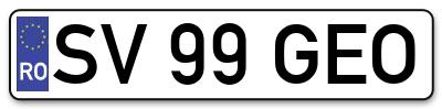 Placuta inmatriculare numar auto  SV-99-GEO, SV 99 GEO, SV99GEO