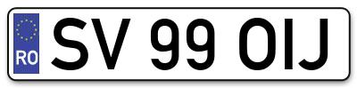 Placuta inmatriculare numar auto  SV-99-OIJ, SV 99 OIJ, SV99OIJ
