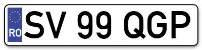 Placuta inmatriculare numar auto  SV-99-QGP, SV 99 QGP, SV99QGP