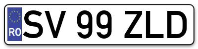 Placuta inmatriculare numar auto  SV-99-ZLD, SV 99 ZLD, SV99ZLD