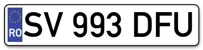 Placuta inmatriculare numar auto  SV-993-DFU, SV 993 DFU, SV993DFU