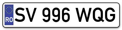 Placuta inmatriculare numar auto  SV-996-WQG, SV 996 WQG, SV996WQG