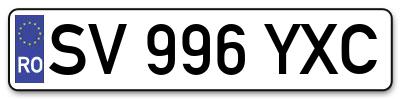 Placuta inmatriculare numar auto  SV-996-YXC, SV 996 YXC, SV996YXC