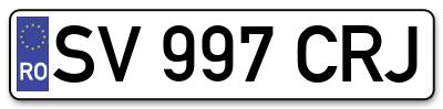 Placuta inmatriculare numar auto  SV-997-CRJ, SV 997 CRJ, SV997CRJ
