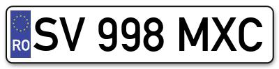 Placuta inmatriculare numar auto  SV-998-MXC, SV 998 MXC, SV998MXC