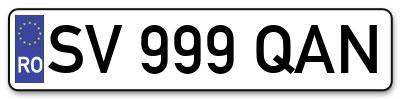 Placuta inmatriculare numar auto  SV-999-QAN, SV 999 QAN, SV999QAN