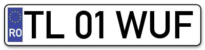 Placuta inmatriculare numar auto  TL-01-WUF, TL 01 WUF, TL01WUF