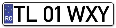 Placuta inmatriculare numar auto  TL-01-WXY, TL 01 WXY, TL01WXY