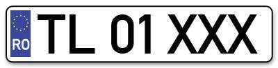 Placuta inmatriculare numar auto  TL-01-XXX, TL 01 XXX, TL01XXX